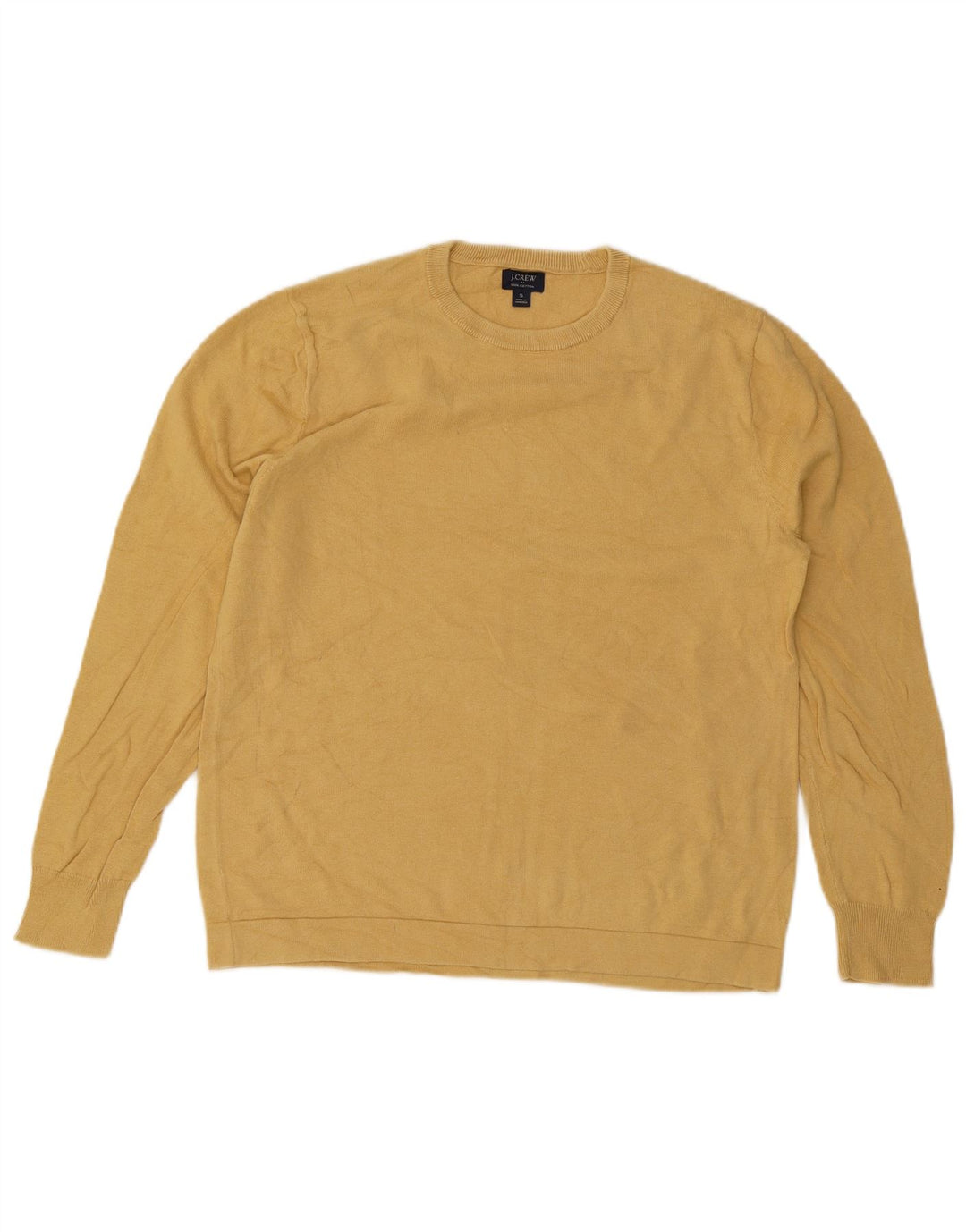 Мужской джемпер с круглым вырезом J. Crew, маленький желтый хлопковый свитер