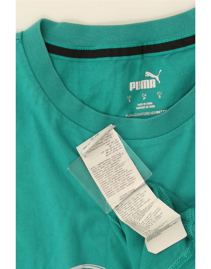 Мужская футболка с рисунком Puma, маленький бирюзовый хлопок