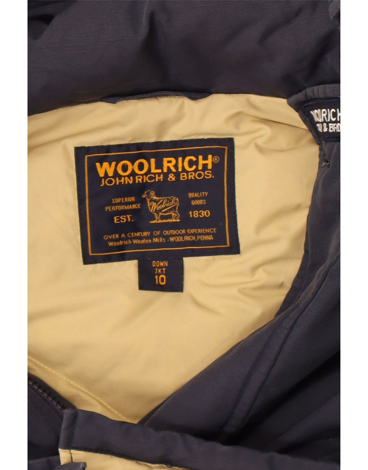 Утепленная куртка с капюшоном Woolrich для мальчиков 9–10 лет, темно-синяя