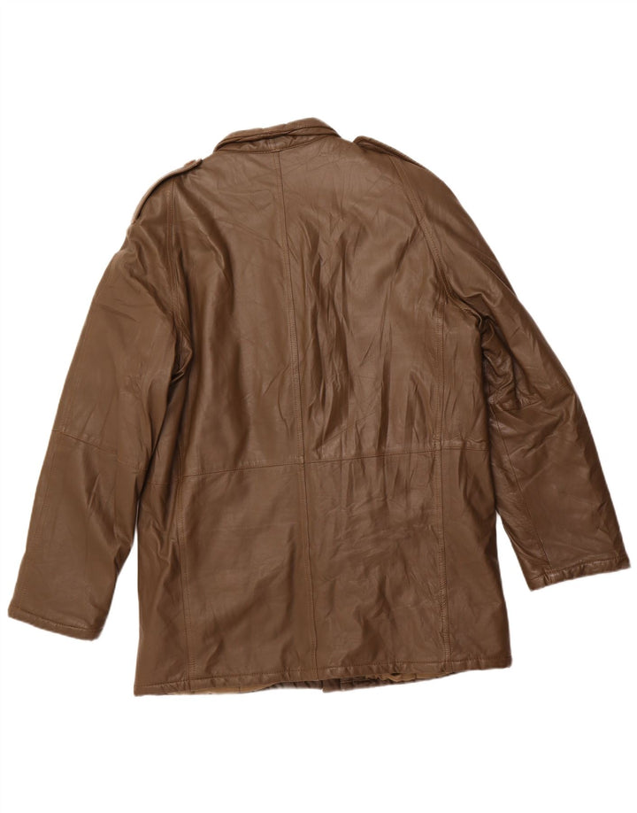 Винтажная мужская кожаная куртка в стиле милитари UK 42 XL из кожи цвета хаки