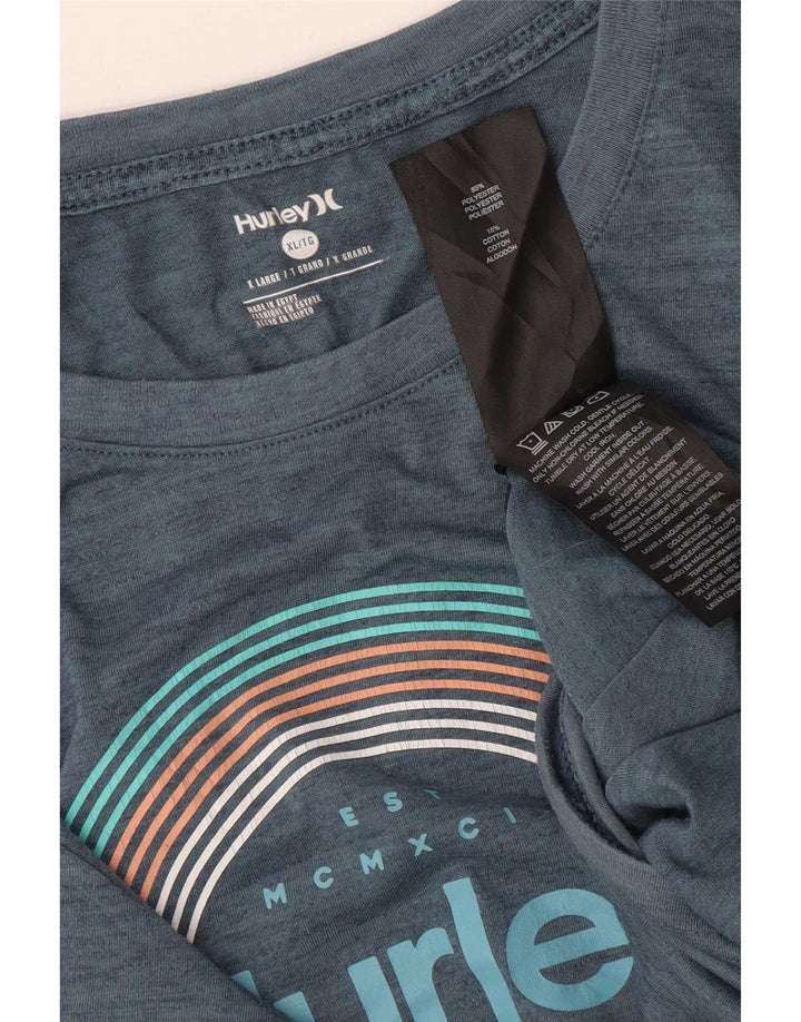 Мужская футболка с рисунком Hurley Top XL, синяя, полиэстер