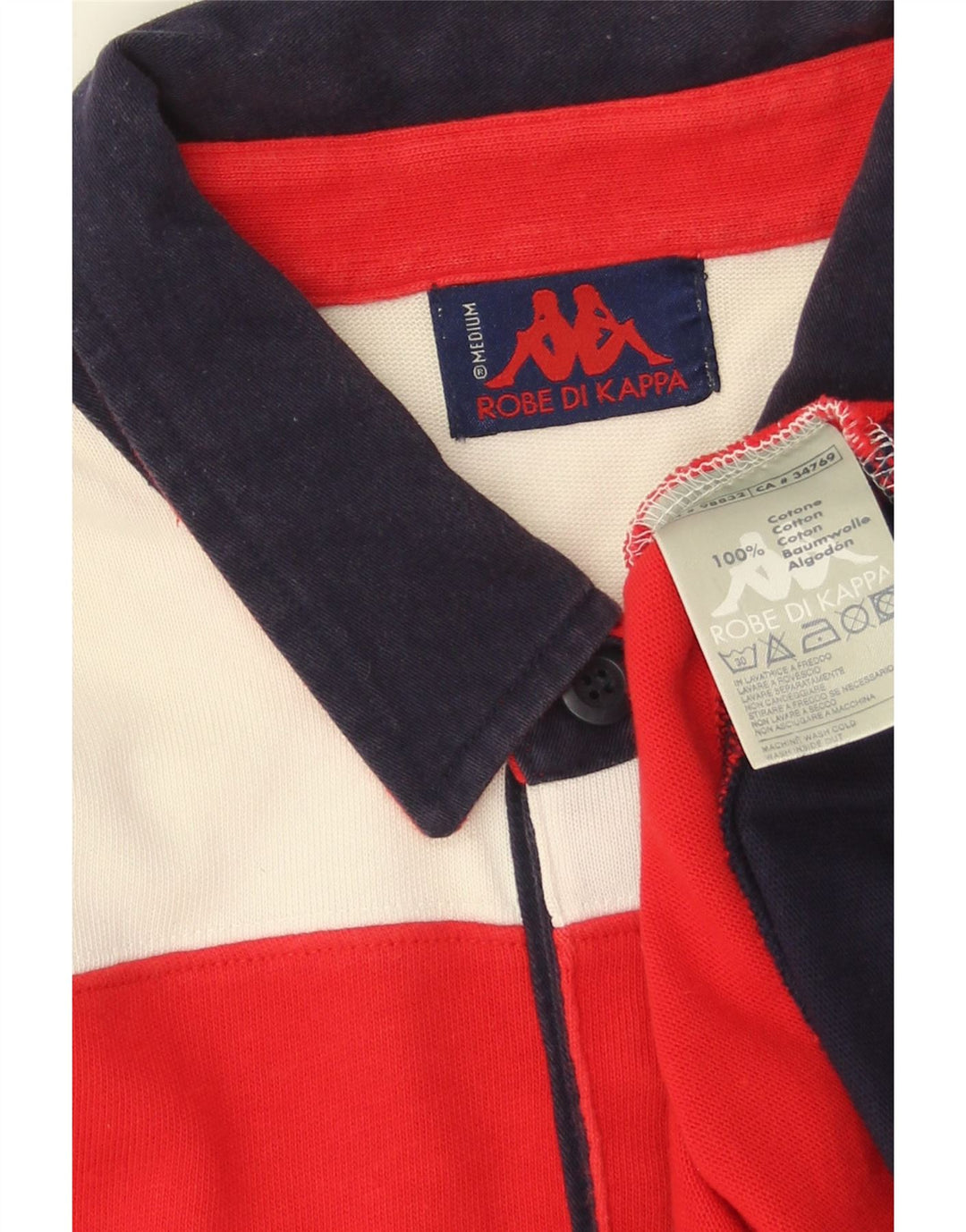 Мужская рубашка поло Kappa, хлопок в разноцветную полоску среднего размера