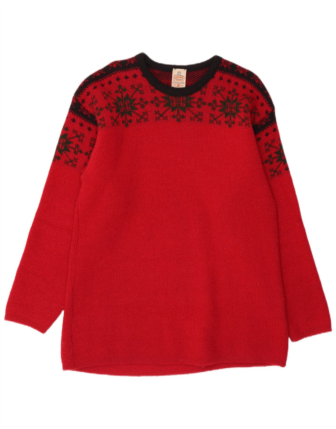 Мужской джемпер JANUS с круглым вырезом IT 50, средний красный, шерсть Fair Isle