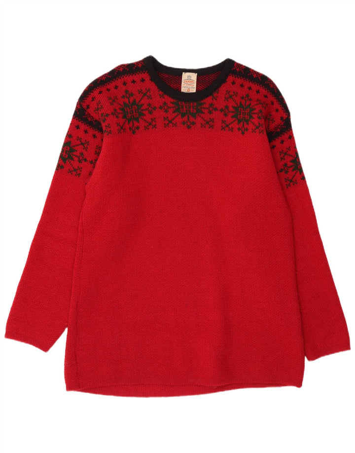 Мужской джемпер JANUS с круглым вырезом IT 50, средний красный, шерсть Fair Isle