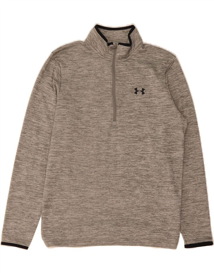UNDER ARMOUR Mens Zip Neck Sweatshirt Jumper Medium Grey Polyester Vintage Under Armour and Second-Hand Under Armour from Messina Hembry 