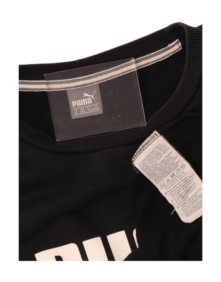 Толстовка с рисунком PUMA для девочек, 13-14 лет, черный хлопок