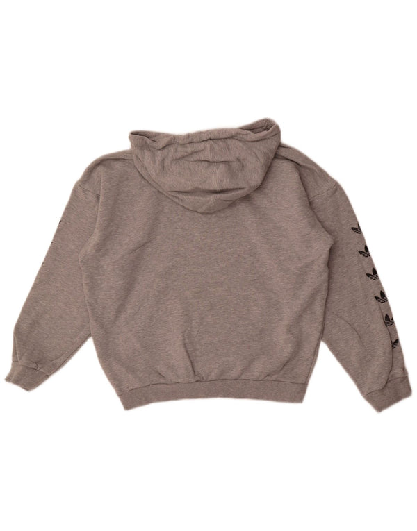 Женский джемпер с капюшоном Adidas Oversized с рисунком UK 10, маленький, серый, хлопковый