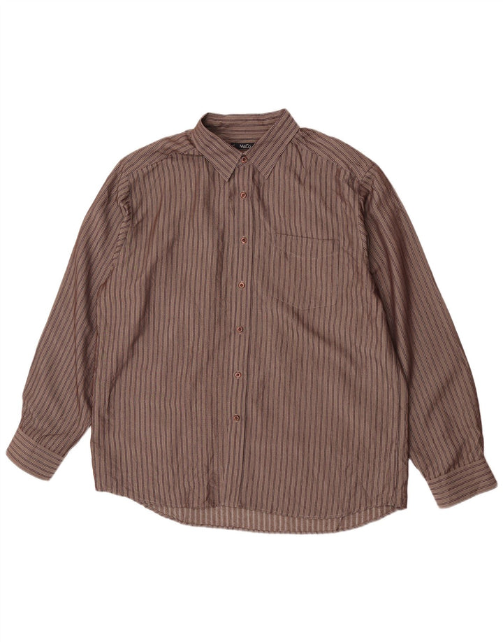 Мужская рубашка M&Co XL из вискозы в коричневую полоску
