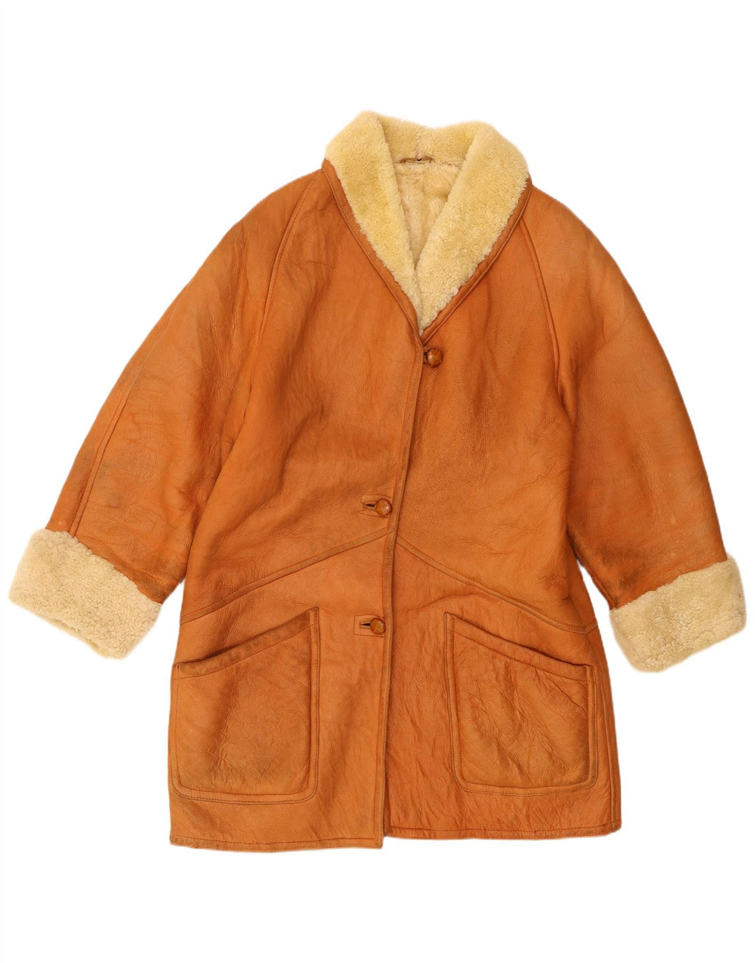 Женская дубленка Trussardi UK 18 XL Бежевая кожа