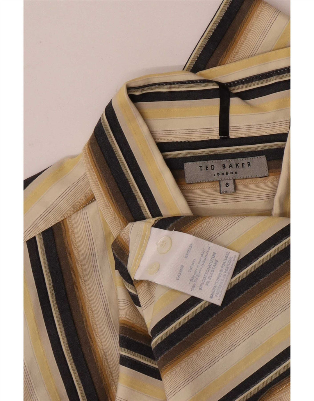 Мужская рубашка Ted Baker, размер 6, 2XL, хлопковая бежевая полоска
