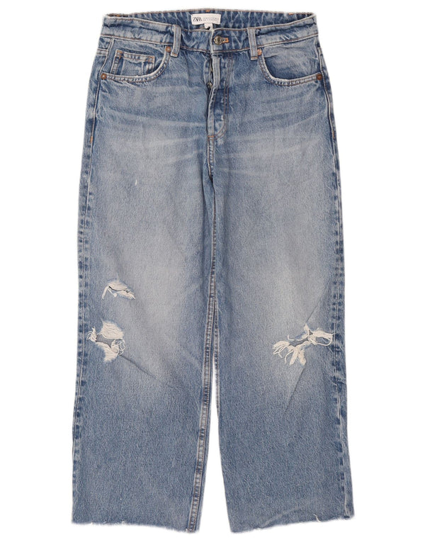 Женские укороченные свободные джинсы Zara EU 36 XS W26 L25, синий хлопок