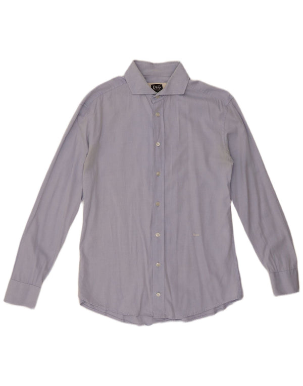 Мужская рубашка DOLCE & GABBANA из хлопка среднего синего цвета