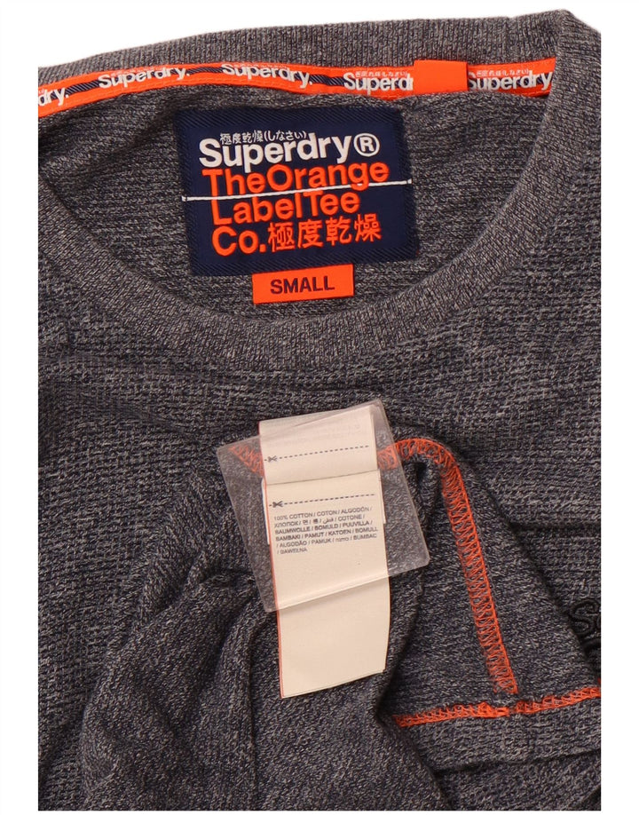 SUPERDRY Мужской топ с длинным рукавом, маленький темно-синий, крапчатый, хлопок