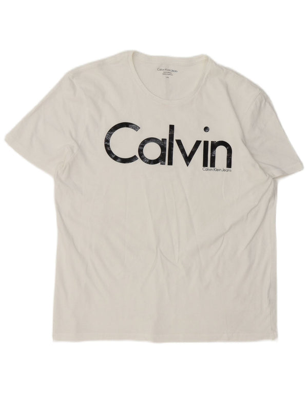 Женская футболка с рисунком Calvin Klein Jeans Top UK 16, большая белая