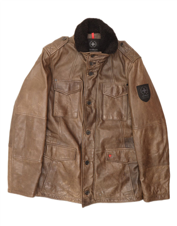 STRELLSON Мужская кожаная куртка IT 48 Medium Brown Leather