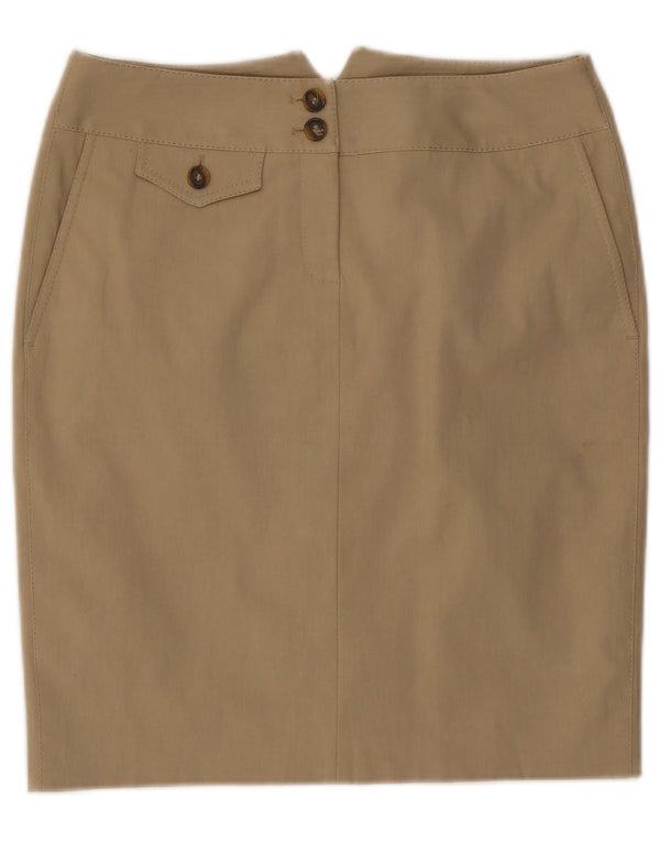 Karen Millen Женская прямая юбка UK 12 Medium W30 Бежевый хлопок