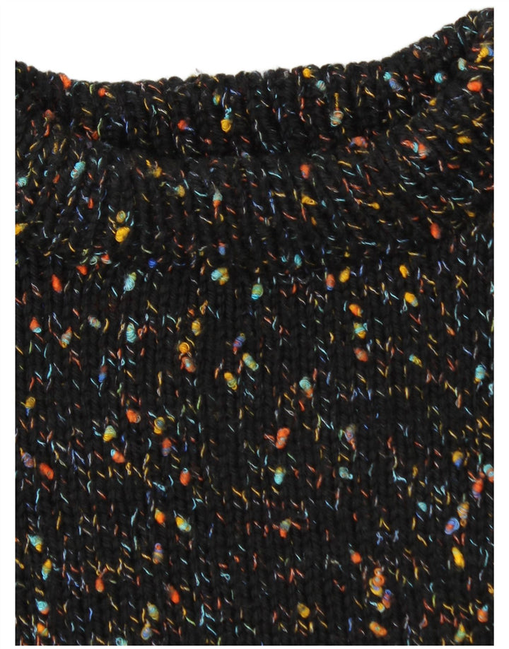 Винтажный мужской свитер с высоким воротником, средний черный в крапинку