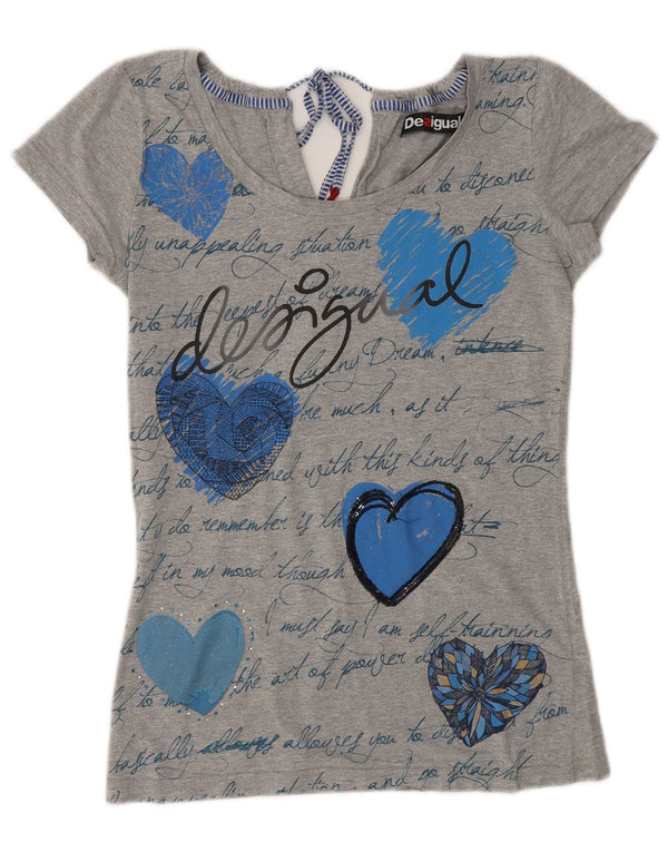 Женская футболка с рисунком Desigual Top UK 6 XS Серое сердце