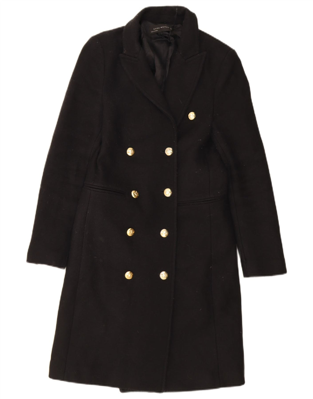 Женское двубортное пальто Zara UK 6 XS, черный полиэстер