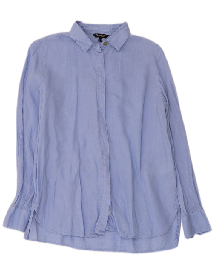 Рубашка женская Massimo Dutti EU 38, маленькая, синяя, льняная