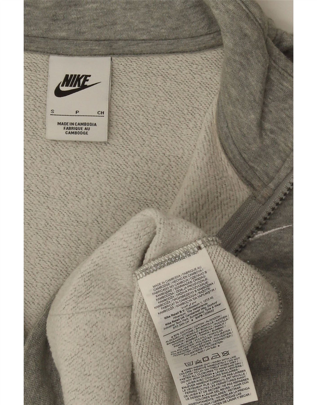 Женский свободный свитер с воротником на молнии Nike UK 10, маленький серый в крапинку