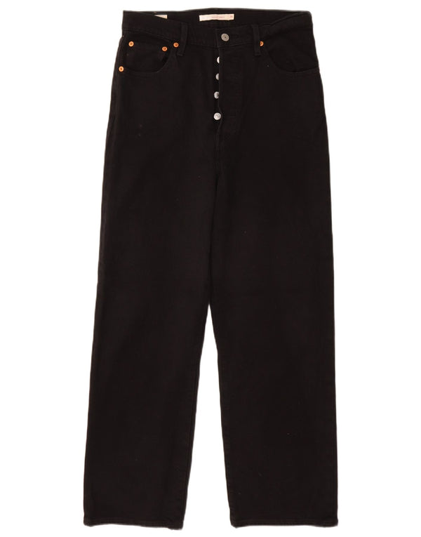 Женские прямые джинсы LEVI'S Ribcage с высокой посадкой W29 L27, черный хлопок