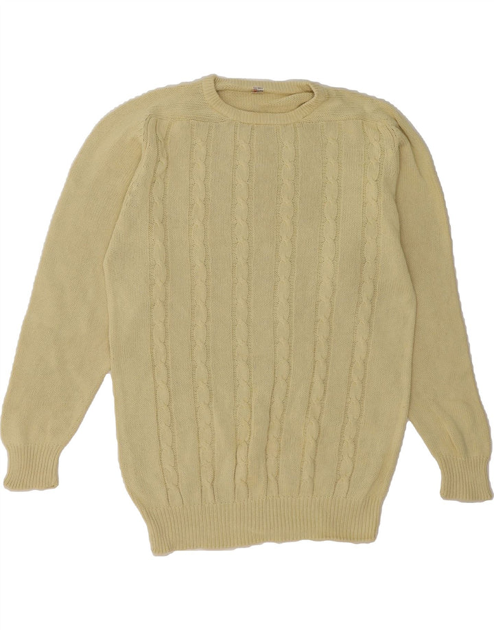 VINTAGE Mens Crew Neck Jumper Sweater IT 46/48 Medium Beige Cotton Vintage Vintage and Second-Hand Vintage from Messina Hembry 