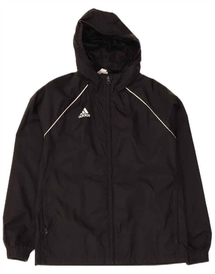 Adidas Дождевик с капюшоном для мальчиков 11-12 лет, черный полиэстер