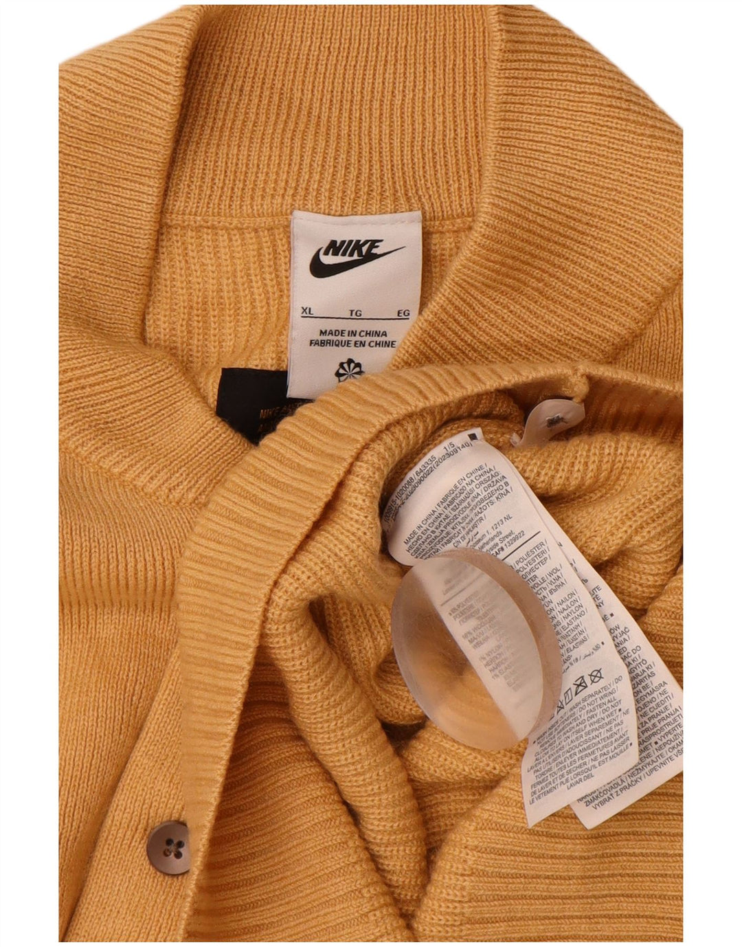 Мужской свитер NIKE XL, бежевый, полиэстер, на пуговицах