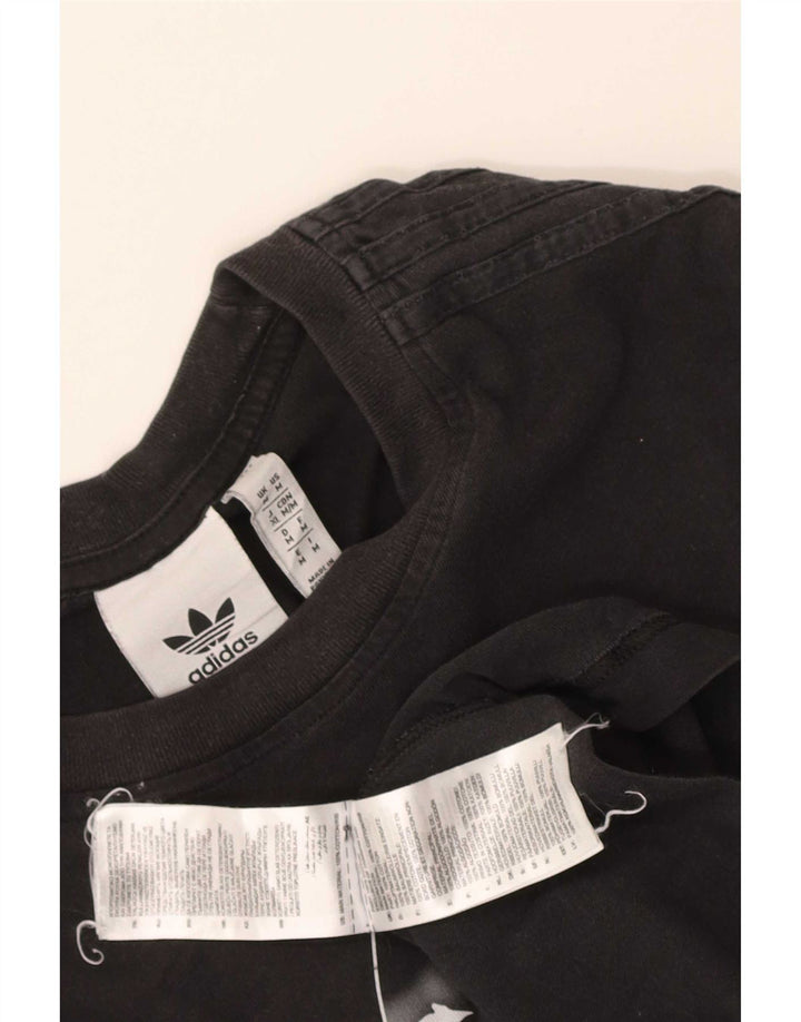 Мужской топ с рисунком Adidas с длинным рукавом, средний черный, хлопок