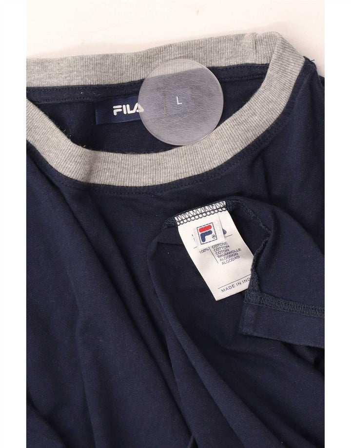 Fila Мужская футболка из хлопка большого размера темно-синего цвета