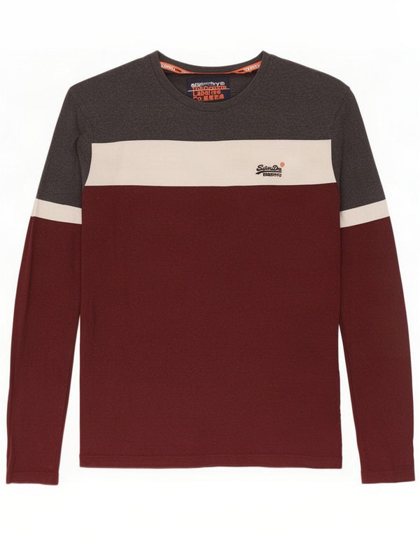 Superdry Мужской топ с длинным рукавом XL, разноцветный хлопок с цветными блоками