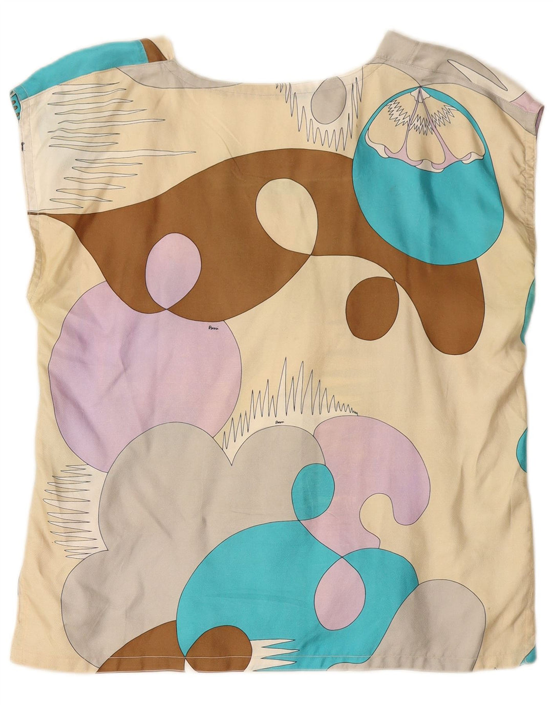 ВИНТАЖНАЯ женская блузка с абстрактным узором, топ UK 14, средний разноцветный