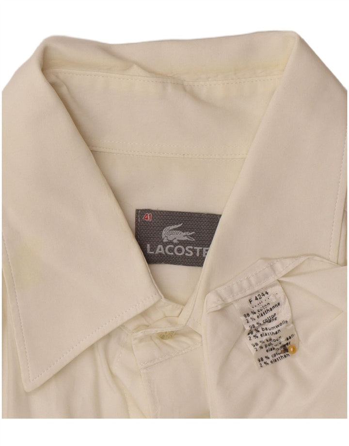 Мужская рубашка Lacoste, размер 41, большая, кремового цвета, хлопок