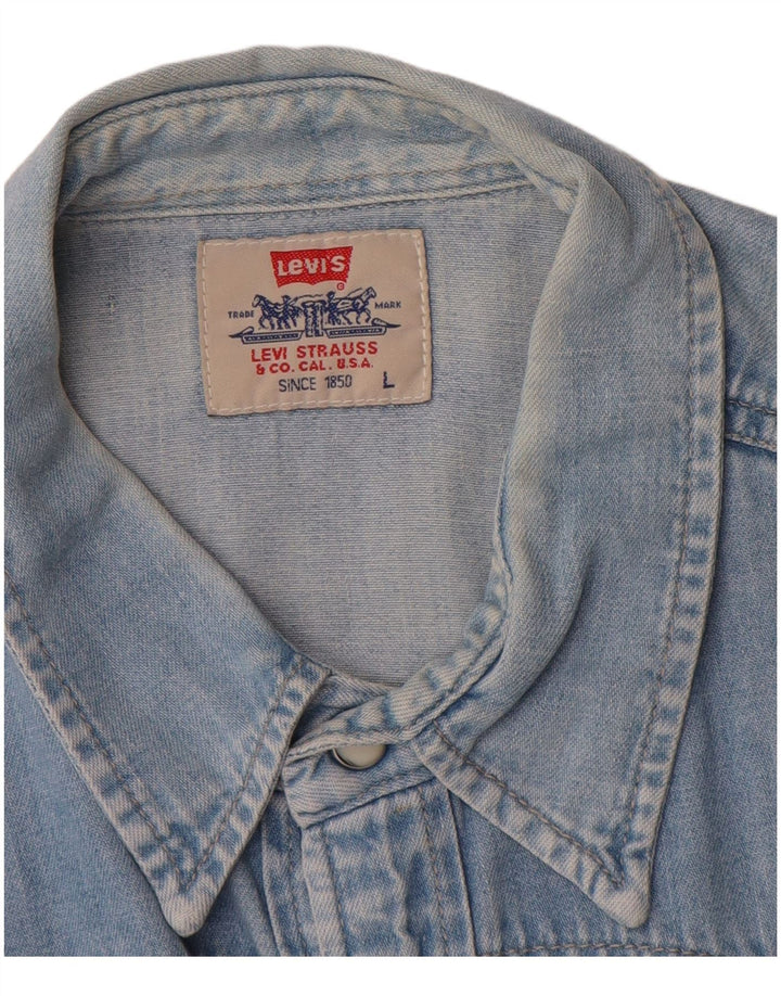 Мужская джинсовая рубашка Levi's, большая синяя хлопковая ткань