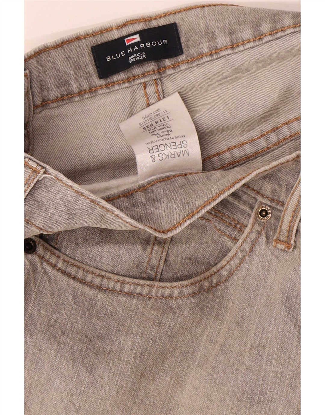 Мужские прямые джинсы Marks & Spencer Blue Harbour W34 L31 серые, хлопок
