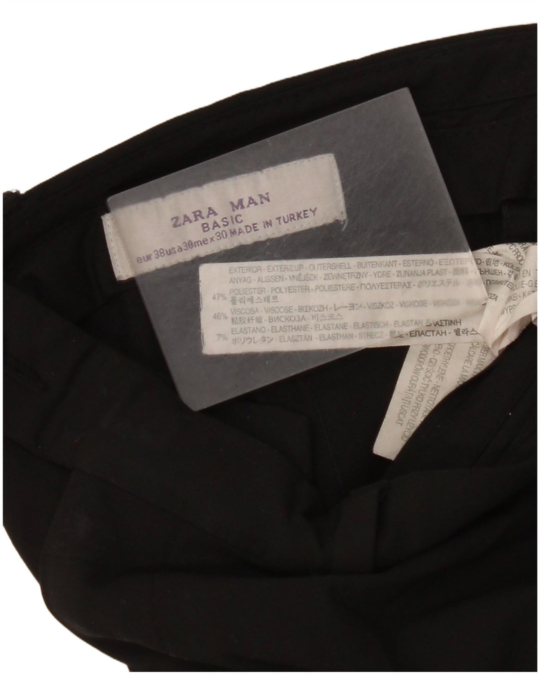 Мужские прямые костюмные брюки Zara EU 38 Small W30 L35, черный полиэстер