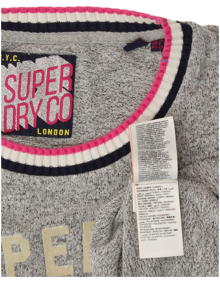 SUPERDRY Женский свитер с рисунком UK 12 Средний Серый Вискоза