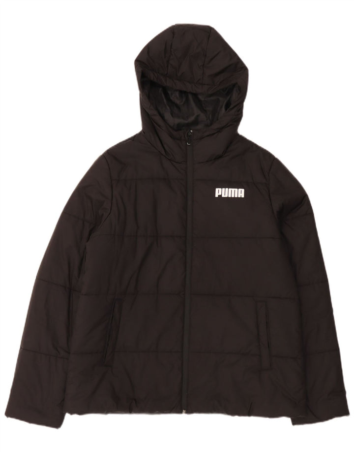 Женская стеганая куртка с капюшоном Puma UK 16, большая, черная, полиэстер
