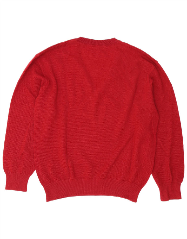 Мужской джемпер с v-образным вырезом Lacoste, размер 5, большой, красный, шерстяной