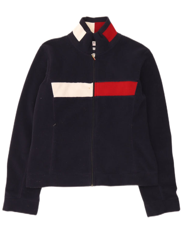 Женская флисовая куртка Tommy Hilfiger UK 16, большая темно-синяя с цветными блоками