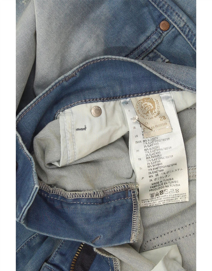 Женские узкие джинсы с потертостями Diesel Grupee W28 L32, синий хлопок