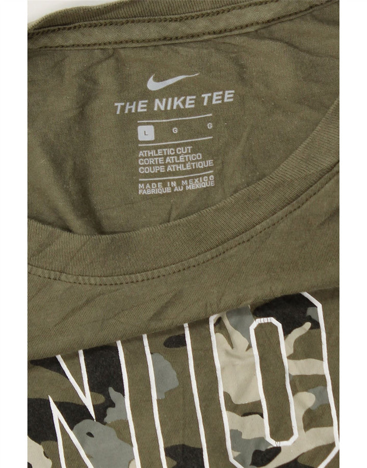 NIKE Mens Athletic Cut Graphic T-Shirt Top Large Green Vintage Nike and Second-Hand Nike from Messina Hembry 