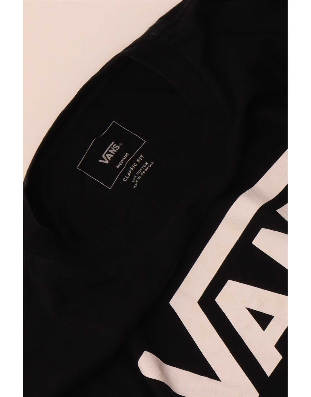 Мужской топ с рисунком классического кроя Vans с длинными рукавами, средний черный хлопок