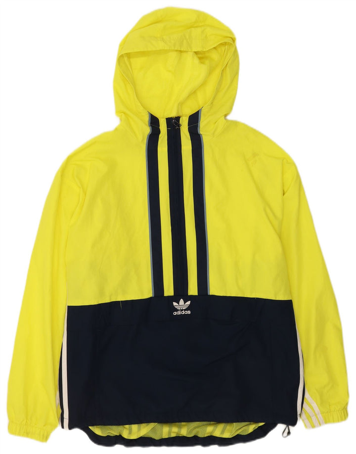 Мужская куртка-дождевик с капюшоном Adidas UK 36, маленькая, желтая, с цветными блоками