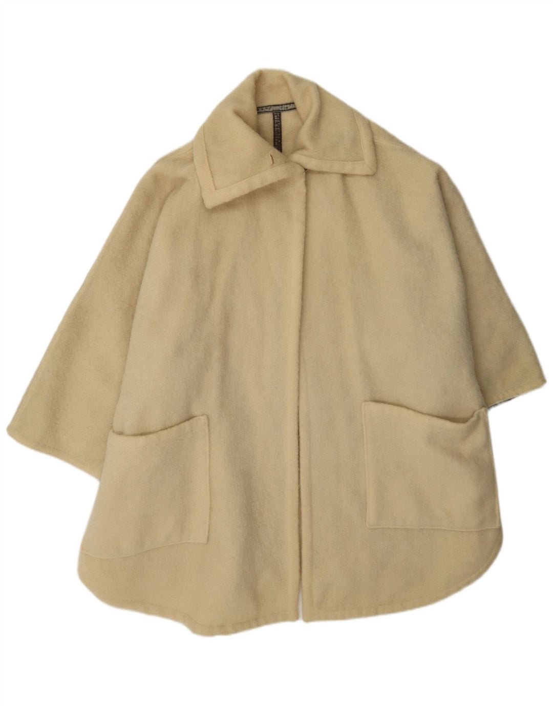 Винтажное женское пальто-кейп оверсайз IT 44 Medium Beige Wool