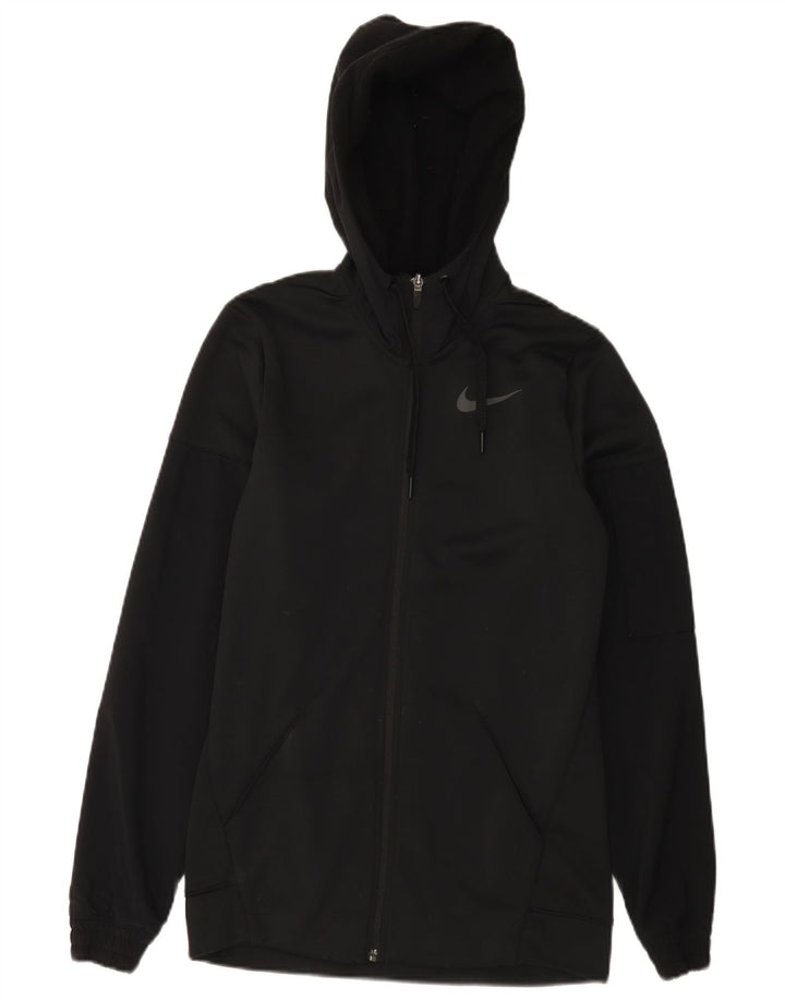 Мужской свитер с капюшоном на молнии Nike Dri Fit, маленький черный, полиэстер