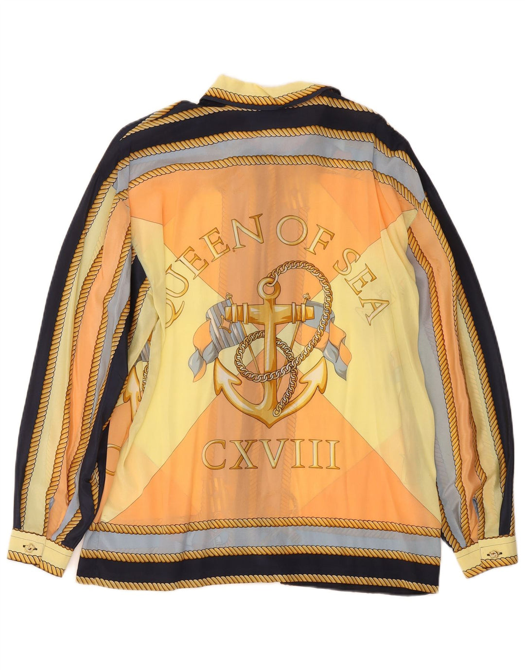 Винтажная женская прозрачная рубашка IT 50 XL, разноцветная морская тематика