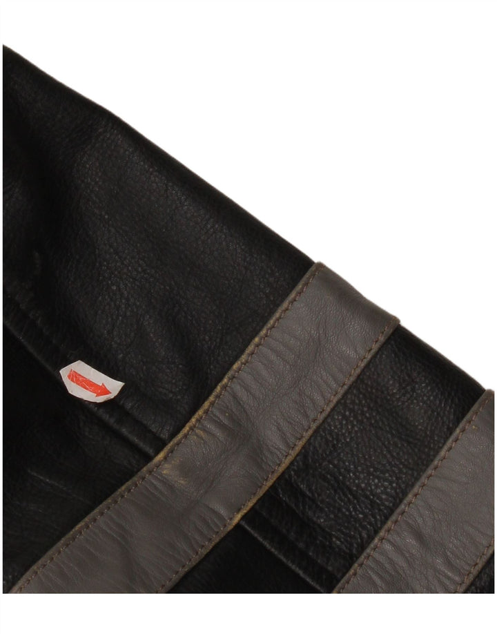 Винтажная мужская кожаная куртка в стиле милитари UK 40, большая черная кожаная куртка