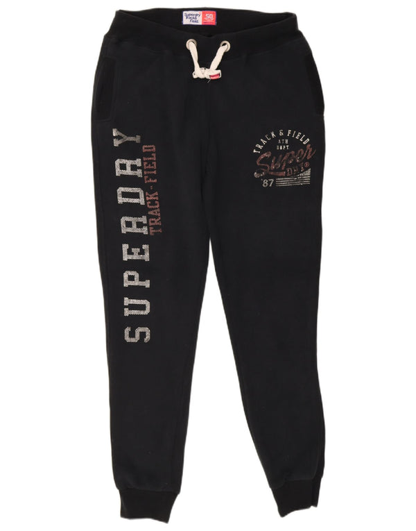 Superdry Womens Graphic Tracksuit Trousers Joggers UK 12 Medium Black